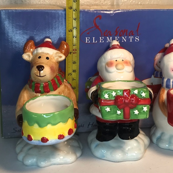 3 Christmas Tealight Holder Santa Snowman Reindeer - Picture 13 of 15